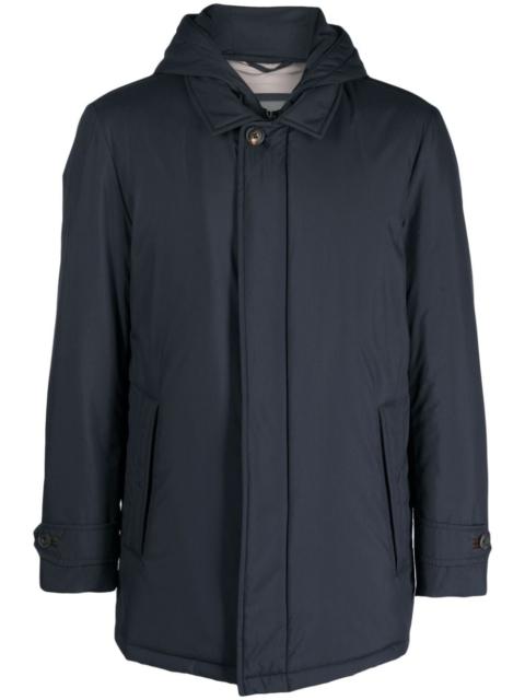 CORNELIANI spread-collar padded hooded jacket