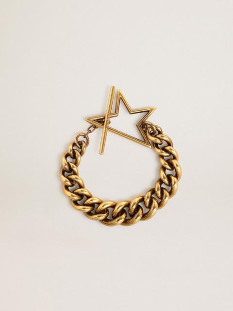 Golden Goose Bracelet in antique gold decreasing chain with star-shaped clasp