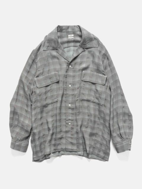 YOKE Jacqard Plaid Open Collar Shirt Gray