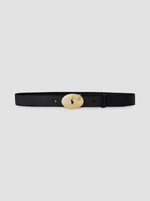 Polo Ralph Lauren Women's Logo Leather Buckle Belt - Black