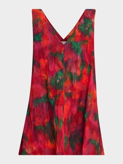 Lafayette 148 New York Sleeveless Abstract-Print Cotton Blouse
