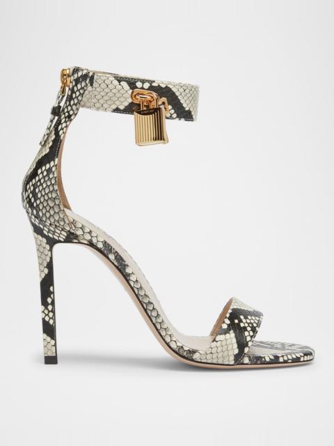 TOM FORD Lock Python Embossed Ankle-Cuff Sandals