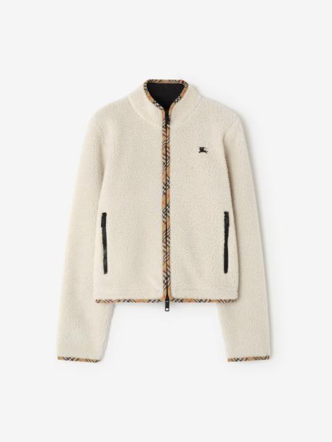 Burberry Cropped Wool Cashmere Blend Fleece Jacket
