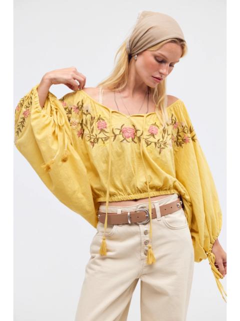 FREE PEOPLE Plumeria Embroidered Top