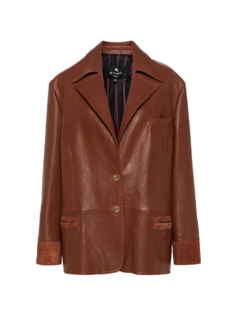 Pegaso-motif leather jacket