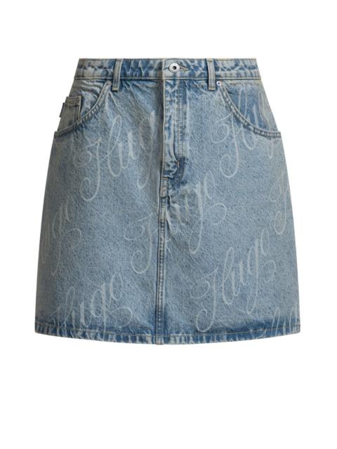HUGO MINI SKIRT IN LOGO-PRINT RIGID DENIM
