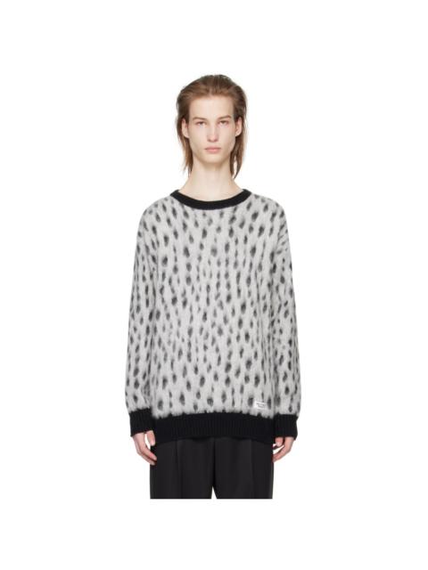 WACKO MARIA White & Black Leopard Sweater
