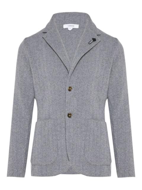 LARDINI notch-collar ribbed cardigan