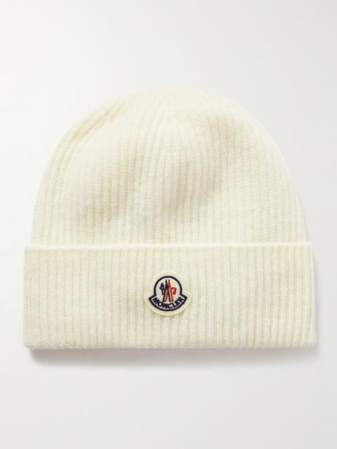 Moncler Appliquéd Ribbed Virgin Wool and Cashmere-Blend Beanie