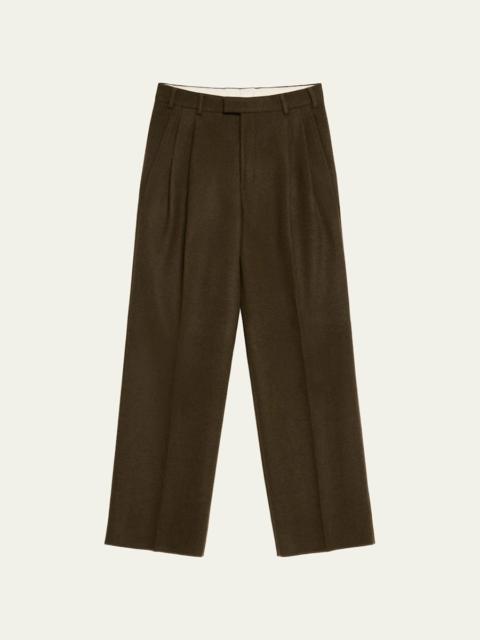 Loro Piana Men's Hubert Wool and Cashmere Pleated Pants