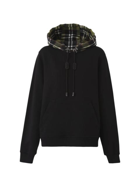 checked hooded jumper