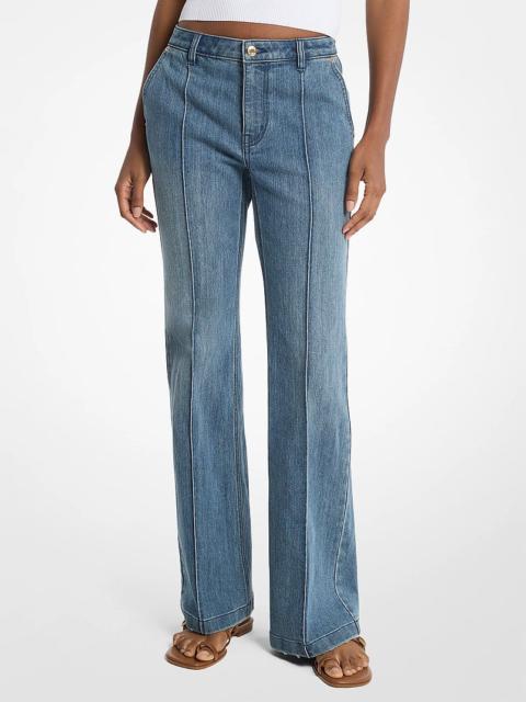 MICHAEL KORS Pintuck Bootcut Stretch Denim Jeans