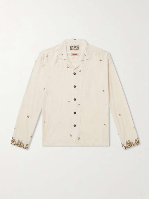 KARTIK RESEARCH + Baracuta Camp-Collar Embroidered Cotton Shirt
