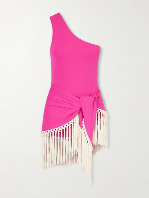 Taller Marmo Yacare Fringed One-shoulder Swimsuit