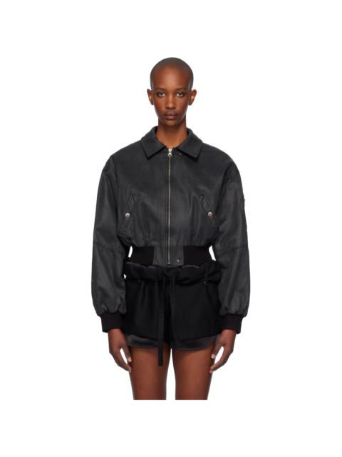 【OPEN YY】24FW PAPER LIKE CROP BOMBER (2COLORS) Paper Like Crop Bomber in Black OPEN YY FW24 Collection