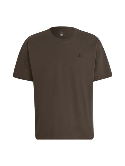 Men's adidas Solid Color Logo Sports Short Sleeve Olive Green T-Shirt HN1680