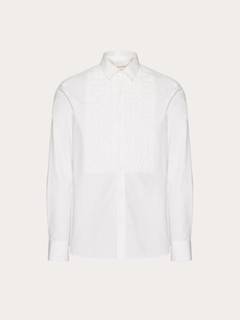 COTTON POPLIN SHIRT WITH EMBROIDERED PLASTRON