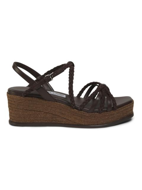JIMMY CHOO Women's Nyra 60MM Leather-Suede Wedge Sandals - Chocolate Coffee