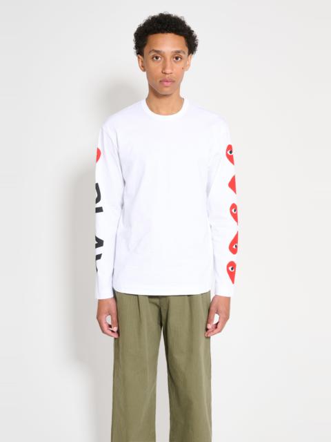 COMME DES GARÇONS PLAY PRINTED SLEEVES T-SHIRT WHITE