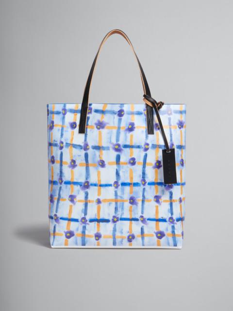 BLUE TOTE WITH SARABAND PRINT