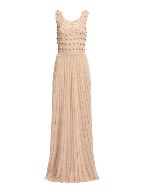 ELIE SAAB Crocheted Lurex Maxi Dress gold