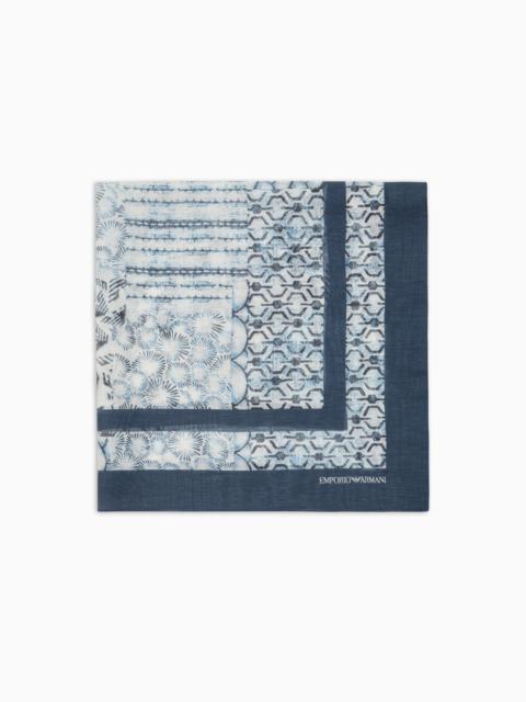 EMPORIO ARMANI PRINTED LINEN AND MODAL BLEND FOULARD