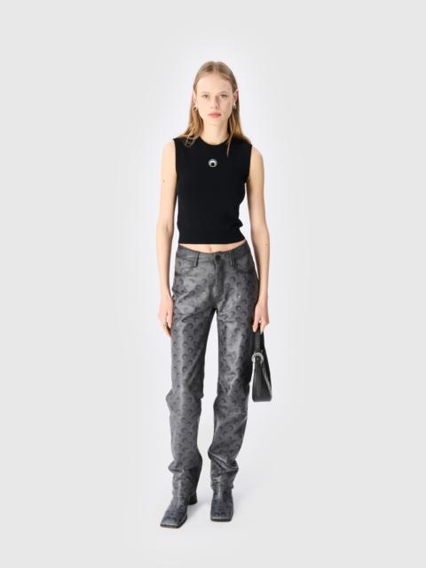 Marine Serre Moon Airbrushed Leather Straight Leg Pants