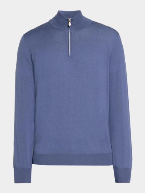 Brunello Cucinelli Men's Cashmere Fine-Gauge Quarter-Zip Sweater