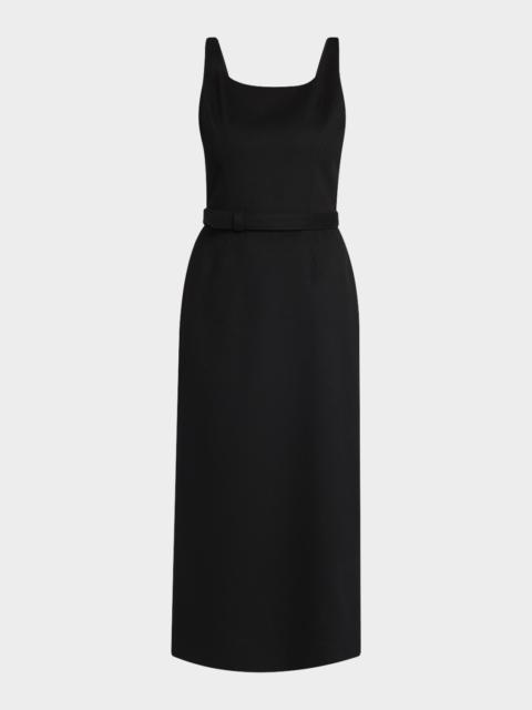 The Row Vadira Sleeveless Belted Wool Midi Dress