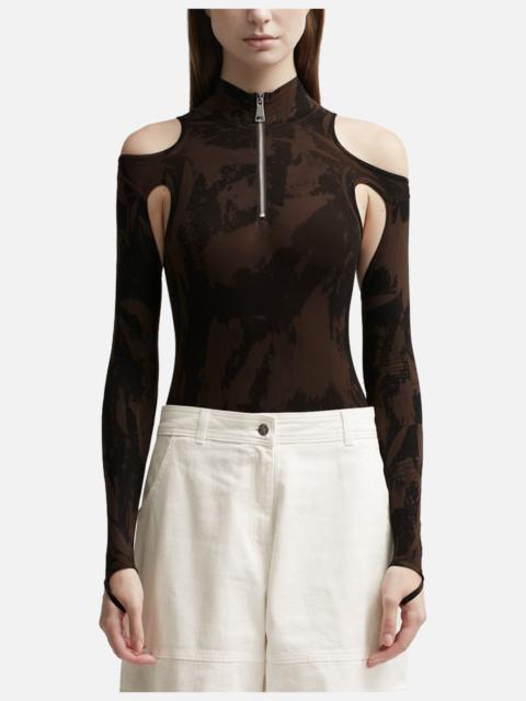 ANDREĀDAMO CUT-OUT PRINTED SCULPTING BODYSUIT