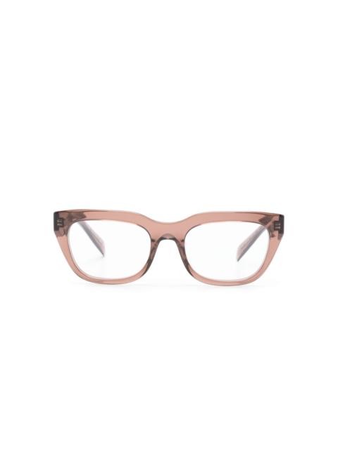 Prada logo-engraved rectangle-frame translucent glasses