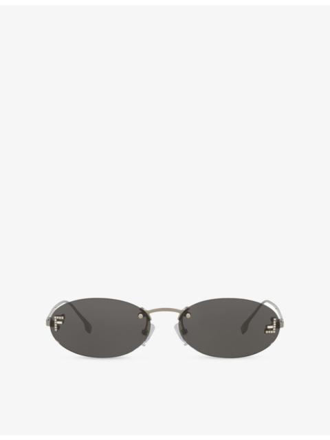 FENDI FE4075US Oval-Frame Metal Sunglasses