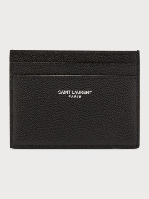 SAINT LAURENT Pebbled Leather Classic Card Case