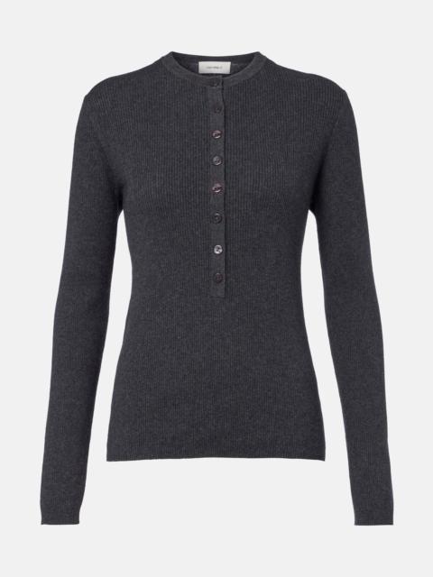 LISA YANG Airi ribbed-knit cotton and cashmere Henley shirt