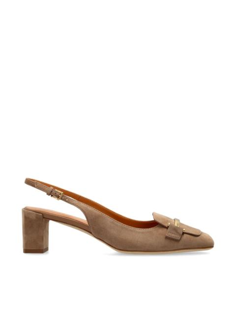 Suede leather slingback pumps
