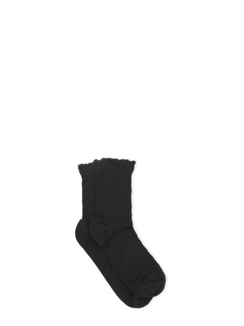 BLACK SHORT RUFFLE SOCKS