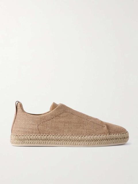 Triple Stitch™ Leather-Trimmed Canvas Slip-On Sneakers