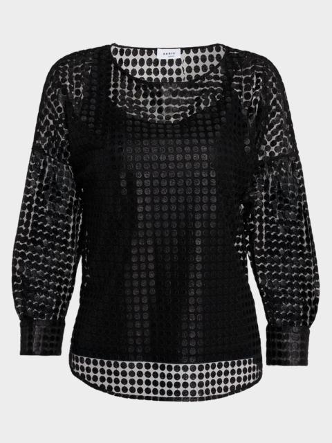 AKRIS Metallic Dot Long-Sleeve Blouse