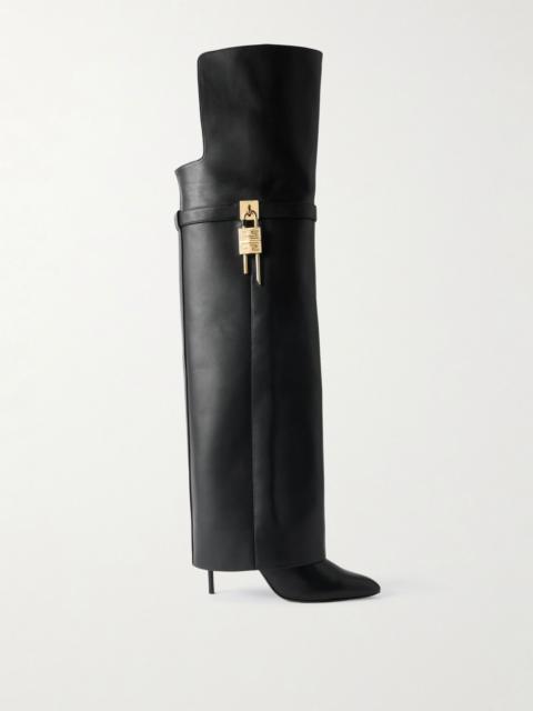 Givenchy Shark Lock leather over-the-knee boots Black