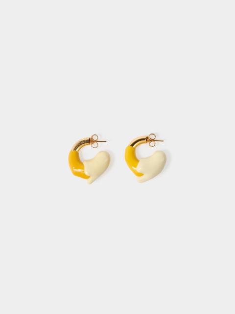 MINI RUBBERIZED EARRINGS GOLD / yellow & cream