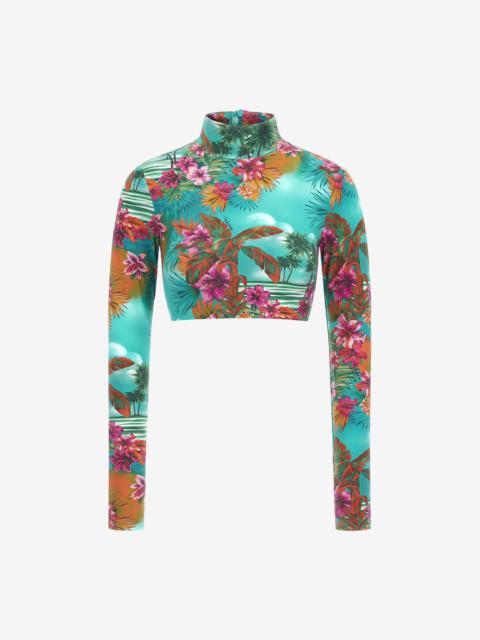 Roberto Cavalli Hawaii Print Crop Top