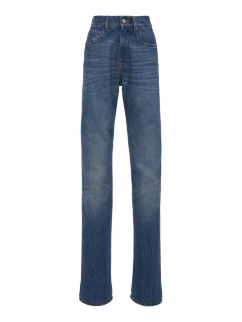 Belt-Detailed Denim Straight-Leg Jeans medium wash