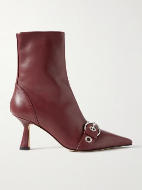 Aeyde Halima buckle-embellished leather ankle boots Merlot