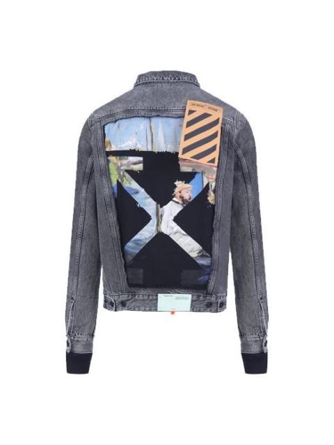 Off-White Off-White Pattern Arrow Printing Splicing Pattern Denim Jacket Gray OMYE019G20DEN0010888