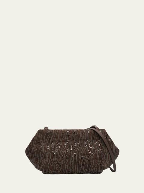 Brunello Cucinelli Pleated Mesh Monili Clutch Bag