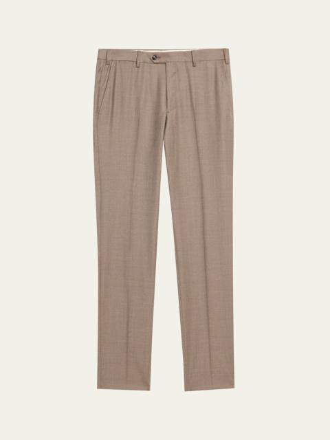 GIORGIO ARMANI Men's Wool Sharkskin Flat Front Trousers