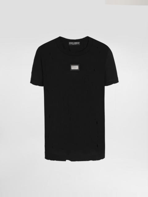 Dolce & Gabbana Jersey T-shirt with rips and Dolce&Gabbana tag