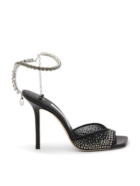 JIMMY CHOO black rhinestones saeda sandals