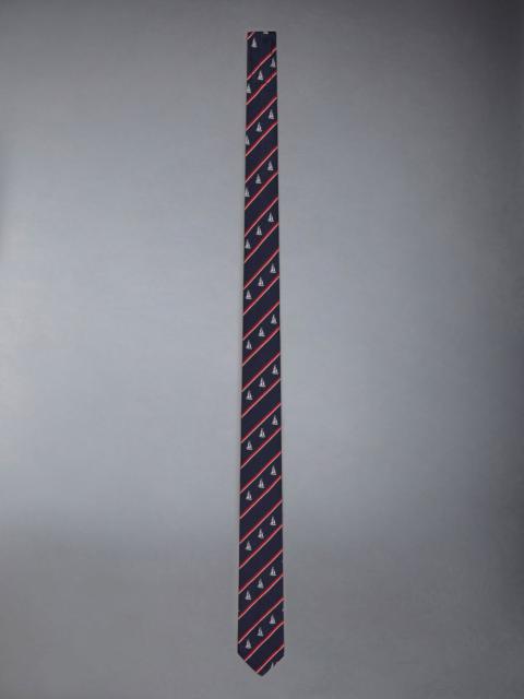 Thom Browne Silk Stripe Sailboat Classic Tie