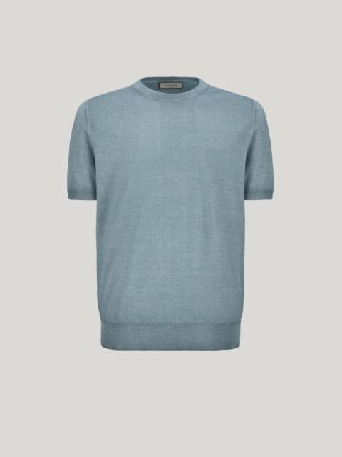 Canali CANALI NUVOLA GREEN T-SHIRT IN WOOL AND SILK